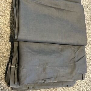 Pair of gray linen backtab curtain panels. 50" wide x 88" long. 100% linen